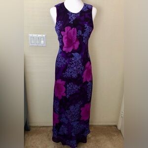 Vibrant Floral Maxi Dress in Purple and Fuchsia